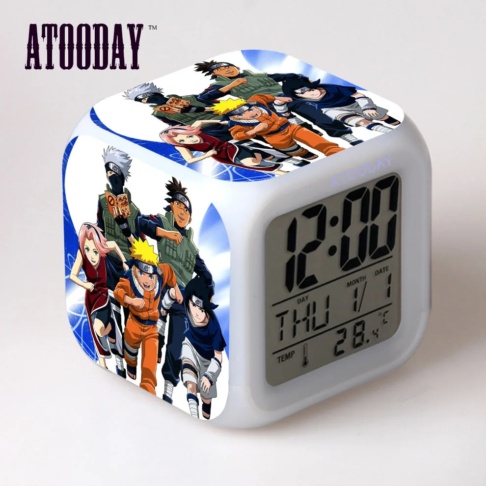 

Naruto toys LED touch multi-function cartoon alarm clock seven color night watch