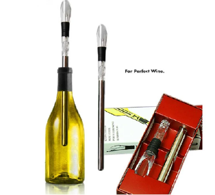 30X Wine chillers stick Stainless Steel Whiskey Cool Rod with Pourer