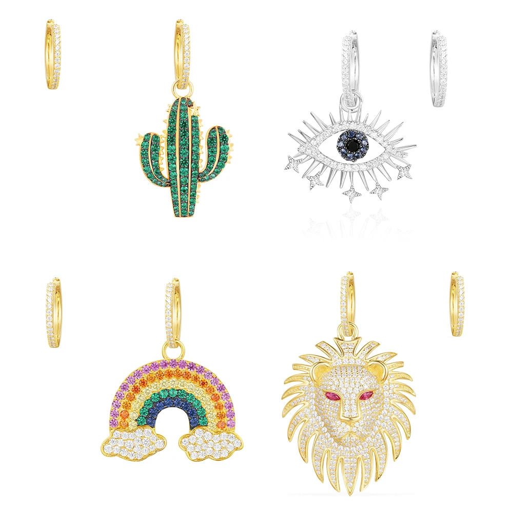 

New 925 Sterling Silver Original High quality 1:1, with LOGO cactus lucky eye rainbow lion earrings female jewelry free postage