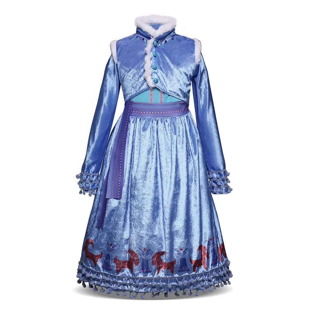 AmzBarley/костюмы принцессы Эльзы для девочек; платье Снежной Королевы для костюмированной вечеринки+ накидка на день рождения; карнавальные костюмы на Хэллоуин; зимняя одежда