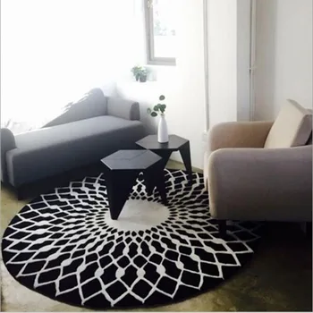 

Creative Polyester Yoga Mats Flannel Round Carpet For Living Room Computer Chair Rugs Kids Play Tent Floor Mat Non-slip Door Mat