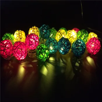 

4cm Rattan Balls 20LED Light String Holiday Christmas Light Outdoor Garland Gerlyand For Party Wedding Baby Kid Room Decor