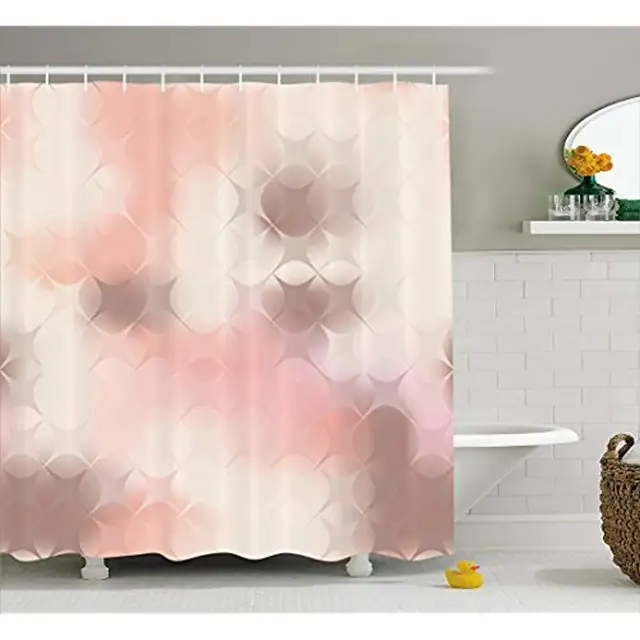 Us 25 49 Vixm Peach Shower Curtain Abstract Square Shapes With Stars Pattern Warm Color Scheme Modern Artwork Print Fabric Bath Curtains In Shower