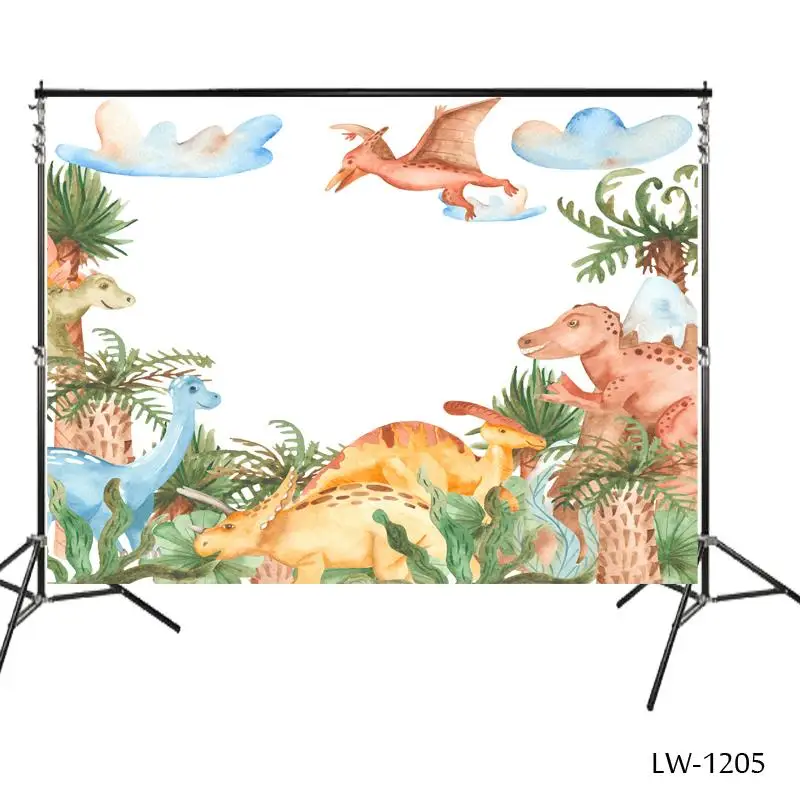 Pastel Jurassic World Dinosaur Kids Birthday Party Photography Studio Backdrop Background Dinosaur Theme Photography Backdrops