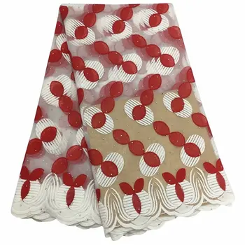 

Red African Lace Fabrics White Embroidered High Quality Laces 3d Appliques Net Lace Fabric 2019 French Tulle Lace for Lady