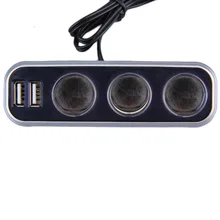 3 Socket Adapter Splitter 3.1A USB Charger Car DC 12V/24V Cigarette Lighter Socket Splitter+Dual USB Port Car Adapter