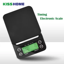 Портативные весы 3 кг/0,1 г 5 кг/0,5 г кофейные бобы с таймером Электронные Цифровые Кухонные высокоточные весы ЖК электронные весы