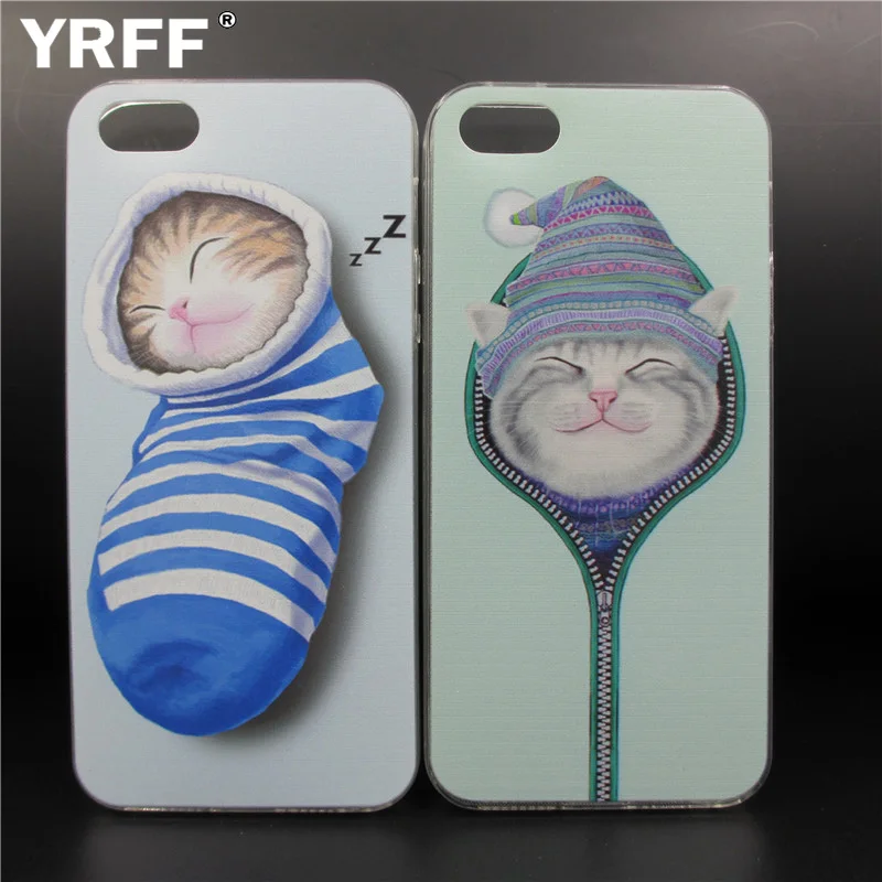 

YRFF Lovely Cartoon Socks Cat Phone case For iPhone 5 5S SE Back Cases Cover