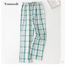 Женские пижамные штаны осень хлопок тканые клетчатые парные пижамы брюки Кондиционер