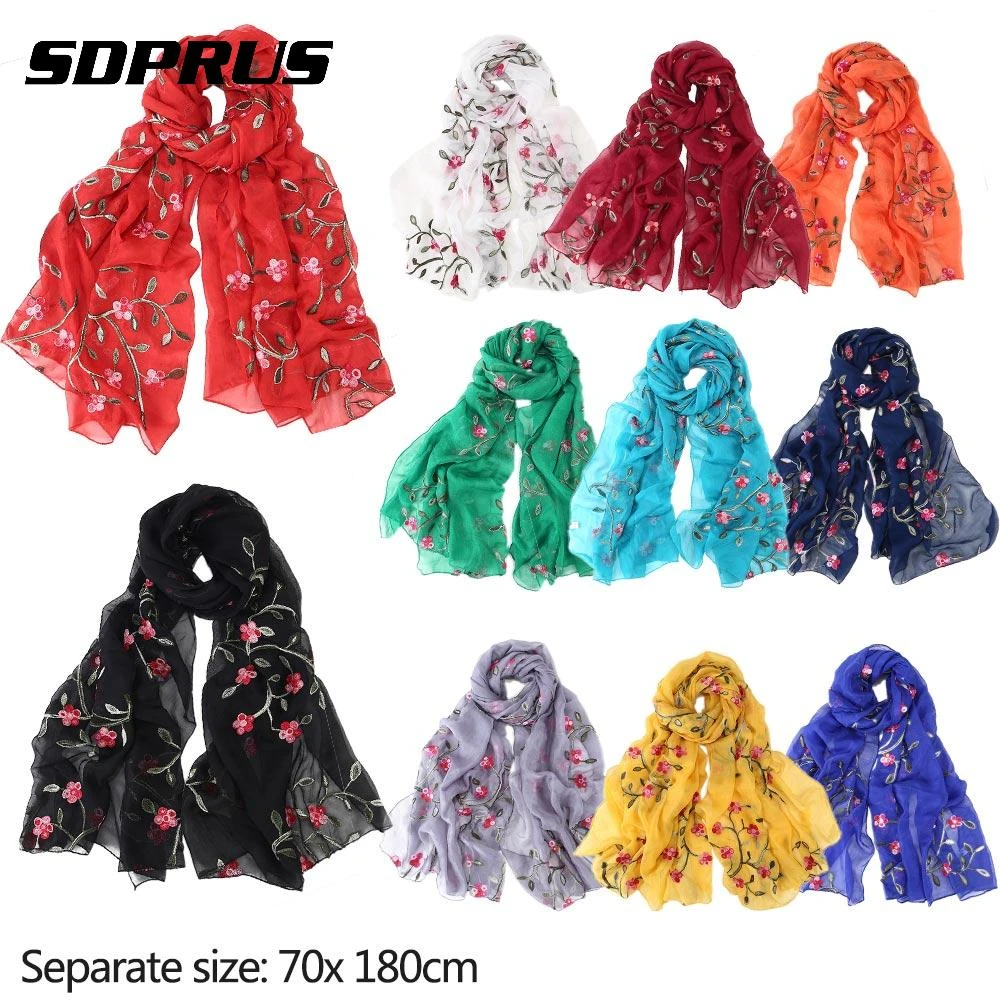 Moda 2018! de seda para mujer, pañuelos largos para mujer, bufanda de playa con estampado de flor de melocotón, chales de cuello suave con estampado de flores|Bufandas de mujer| AliExpress