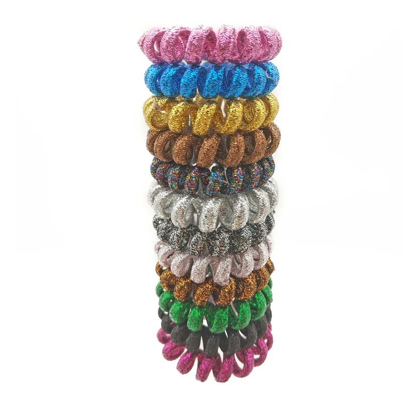 

Lot 5Pcs Size 4CM Fabric Telephone Wire Hair Band Wrapped Cloth Ponytail Holder Elastic Phone Cord Line Hair Tie Accessories