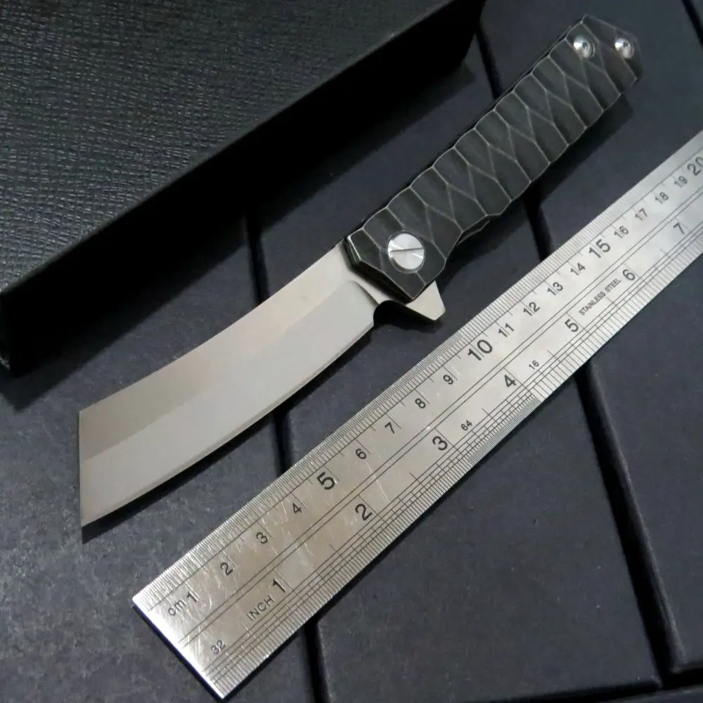 Good Choice Bearing folding knife blade knife D2 steel 58 60HRC tanto point blade TC4 titanium