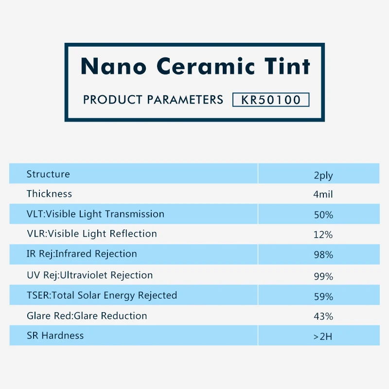 

4mil thickness Self Adhisive 99% IR Rej Solar Control Nano Ceramic Window Tint Film KR50100 with 1.52x30m(60inx100ft)