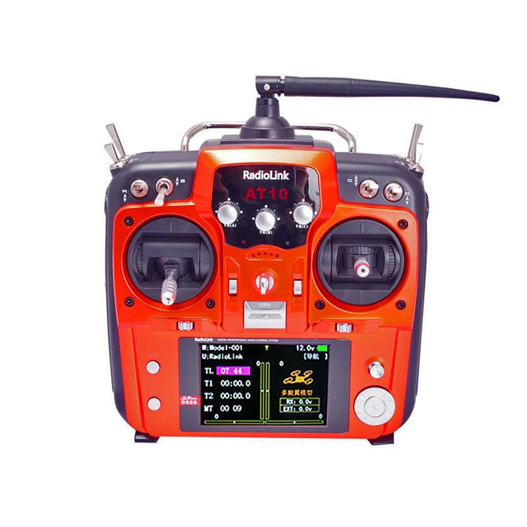 

Throttle Left RadioLink AT10 II 12 Channel 2.4G Remote Controller for RC Multi-axis Fixed Wing Quadcopter with R12DS Receiver