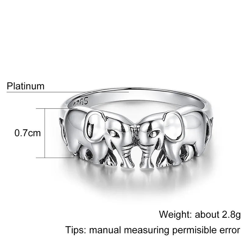 V. YA милые кольца со слонами 925 пробы серебро Винтажный стиль S925 твердое серебряное кольцо на палец Модные женские ювелирные изделия размер США