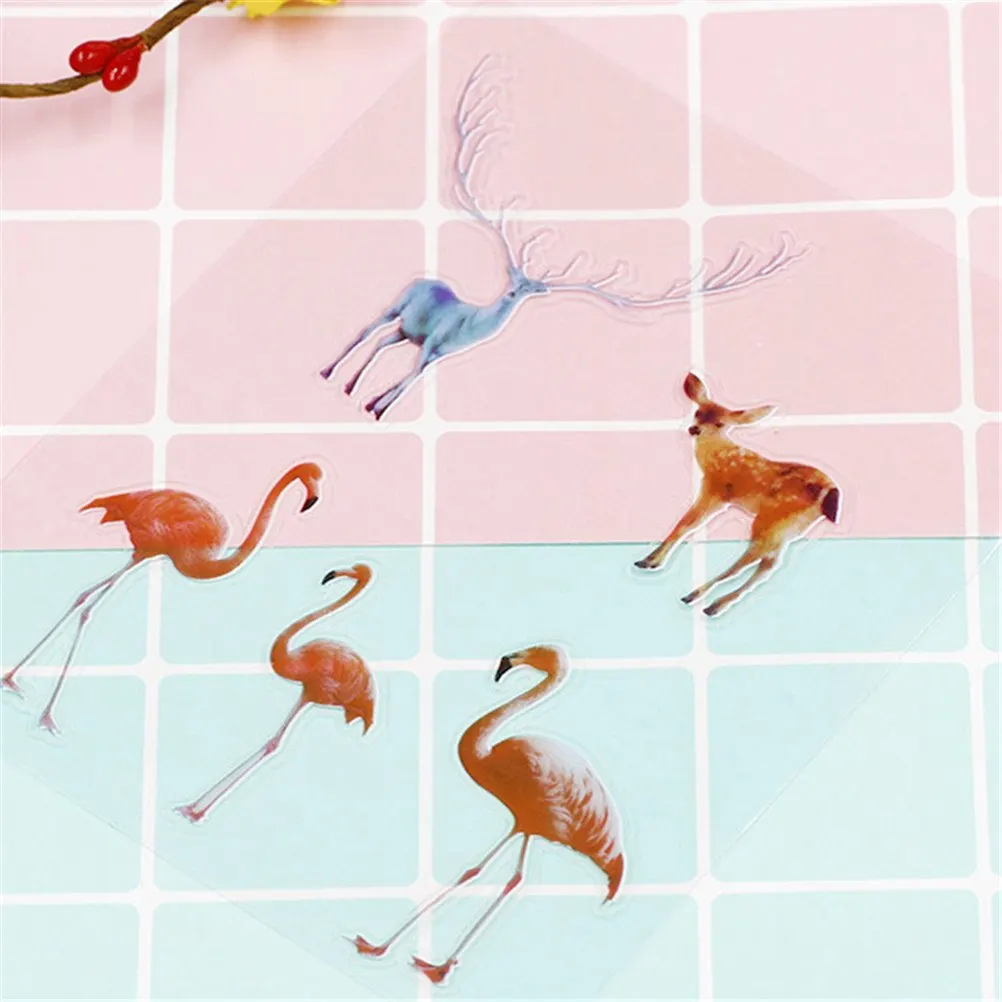 

6 Designs Retro Stuff Flamingo Unicorn Girls Bullet Theme Stickers For Trunk Laptop Scrapbooking Diary Stamping Sticker