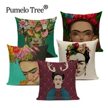 Decorative Linen South American Pastoral Art Abstract Color Woman Frida 45Cmx45Cm Square Howseware Decor Printing Pillow Cover Decorative Linen South American Pastoral Art Abstract Color Woman Frida 45Cmx45Cm Square Howseware Decor Printing Pillow Cover