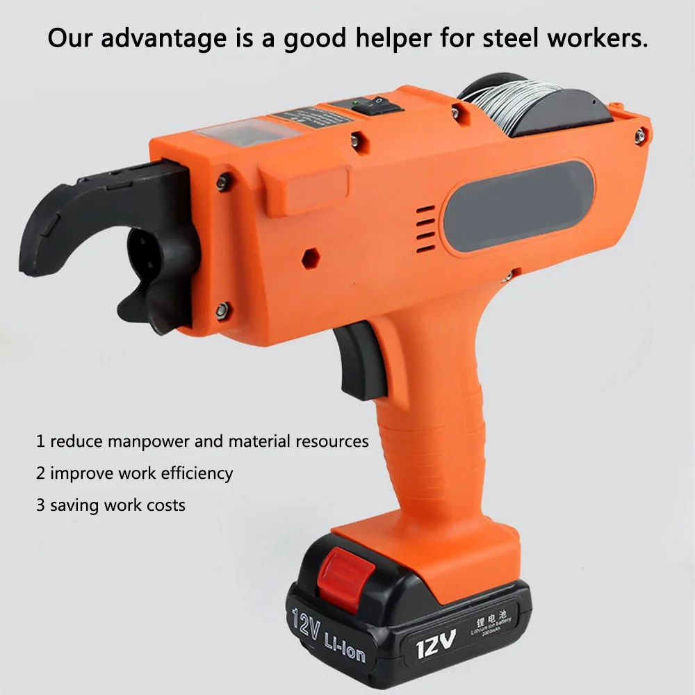 

12V Electric Rebar Tying Machine Automatic Cordless Rechargeable Battery 1500mah/3000mah Tying Tool Set For Building Rebar Tier