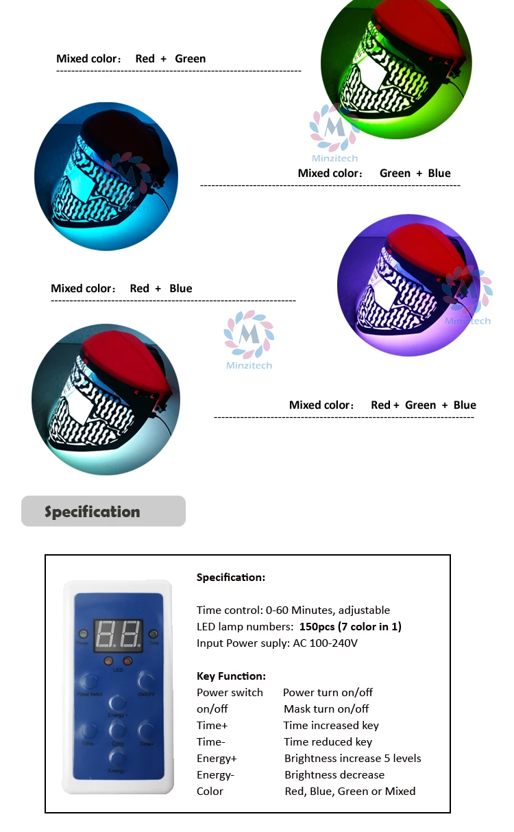 7 цветов светодиодный свет лечение кожи лица маска красный синий зеленый светодиодный Омоложение кожи лица маска шлем Тип