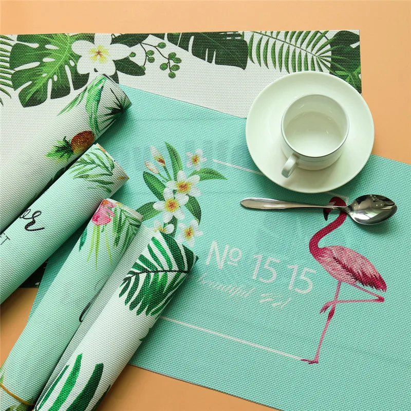 Casegrace Flamingo Placemat Cute PVC Hot Safe Cup Mugs Mat Coaster