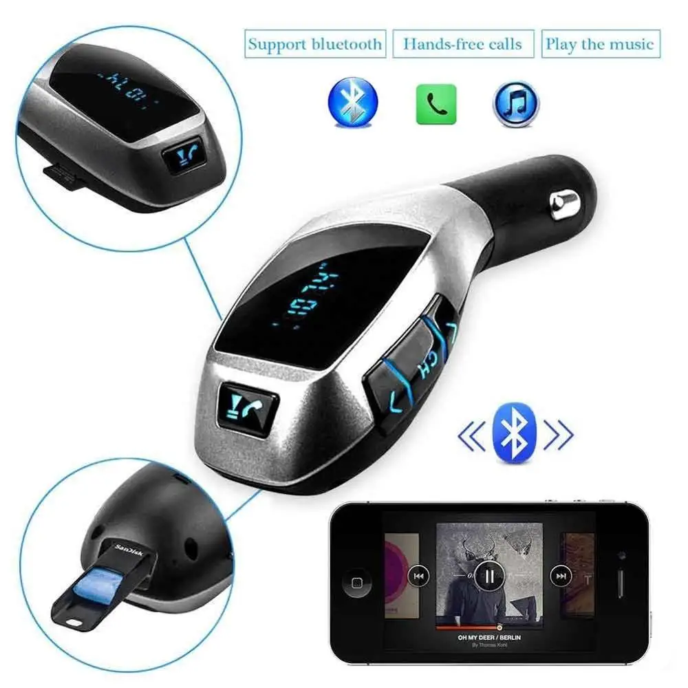 Wireless Bluetooth FM Transmitter Radio Adapter Car Kit With 5V 2.1A