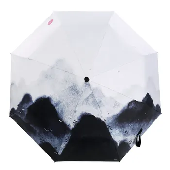 

Umbrella Ink Mountain Women Rain Gear Sunscreen Protection Parapluie Fully Automatic Large Parasol Paraguas Christmas Gift