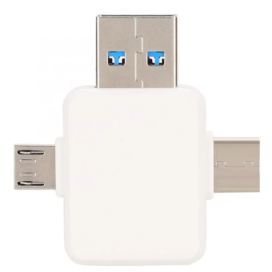 Для Android type-c USB 3в1 многофункциональный адаптер передачи данных и зарядки для телефона - Цвет: Белый