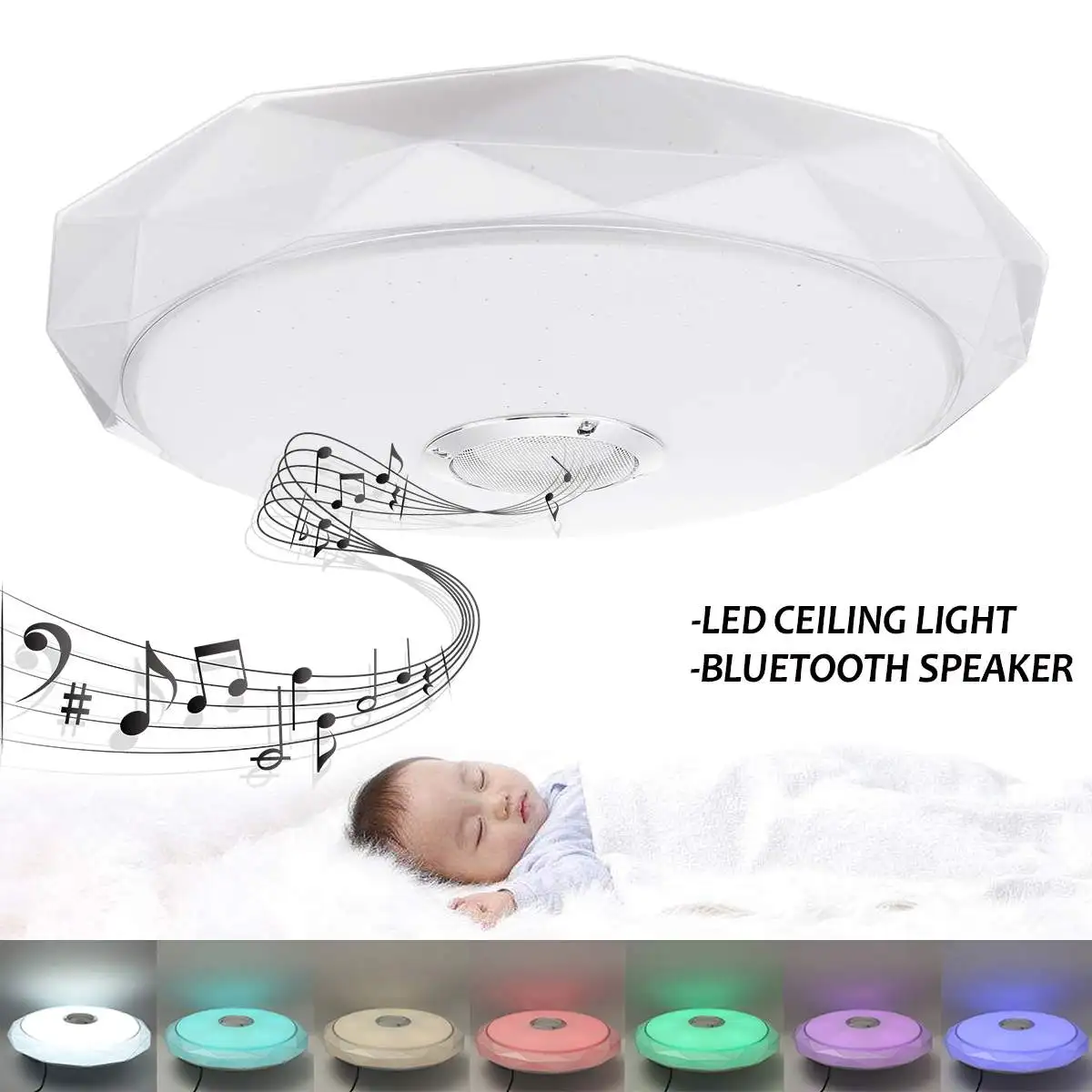 

LED Ceiling Light RGB Dimmable 36W With APP Control bluetooth Speaker Music Ceiling Lights Lamp Dimmable Living Room Bedroom