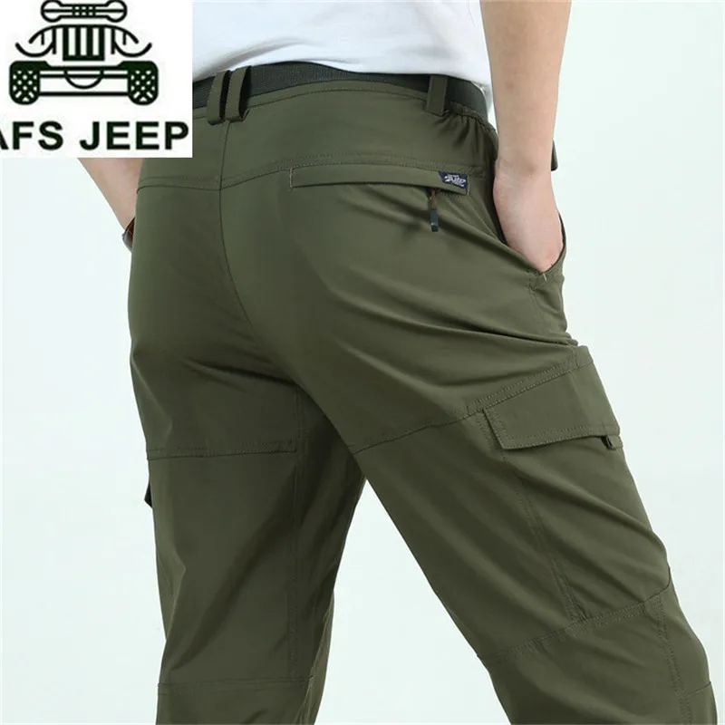2018 AFS JEEP brand clothing Casual pants Men's Pants Cotton Solid Straight pantalon homme Plus