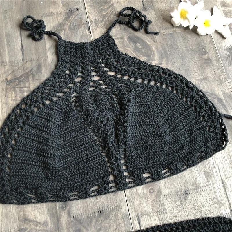 Женский комплект бикини кроше сексуальный купальный костюм из 2 предметов летний