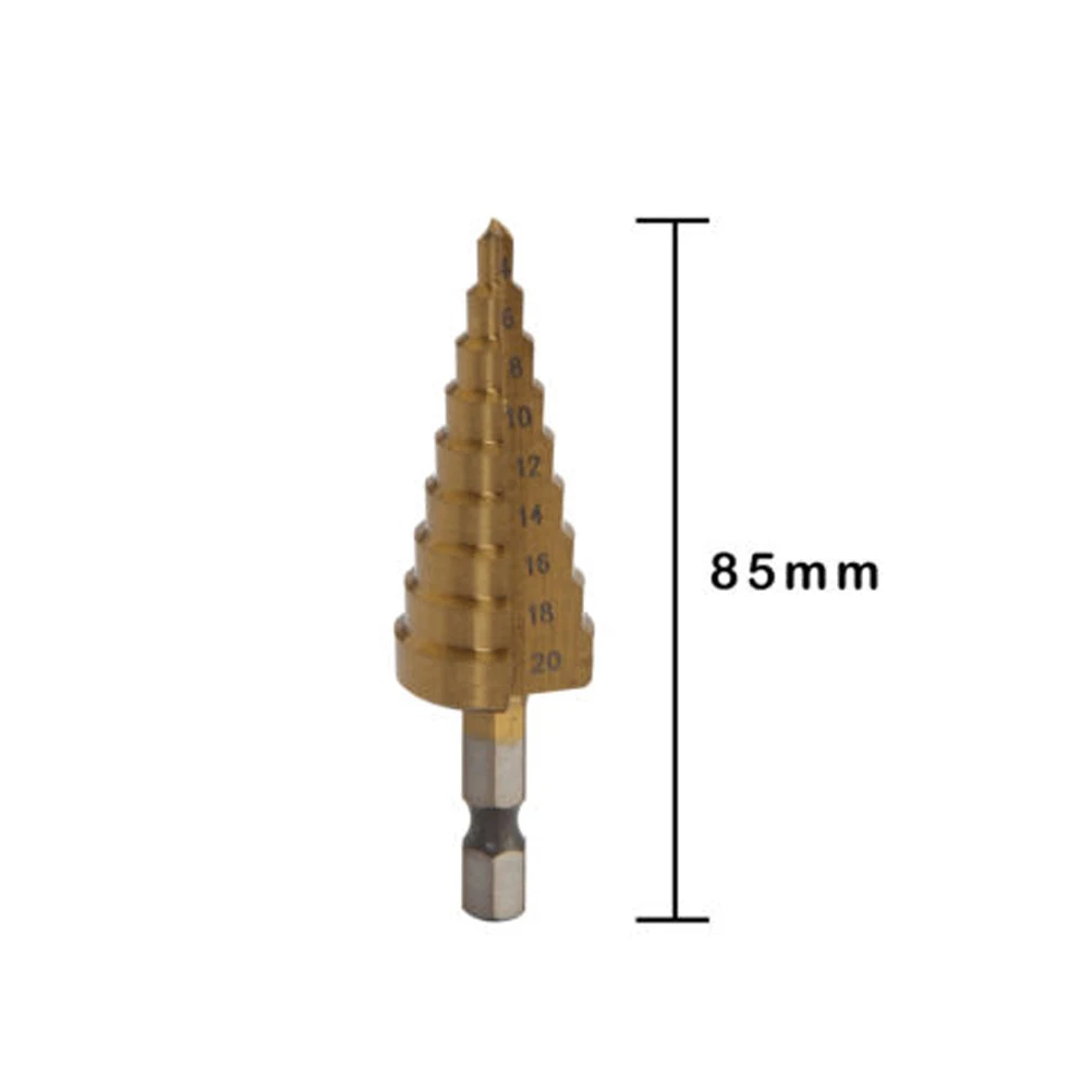 4-20 мм сверло высокоскоростное стальное с титановым покрытием Ступенчатое сверло прямое Рифленое конусное сверло