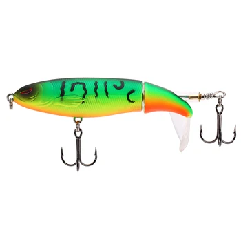 

Lixada 4 inch 13g Topwater Popper Fishing Lure Floating Artificial Hard Bait with Rotating Tail Treble Hooks Pesca