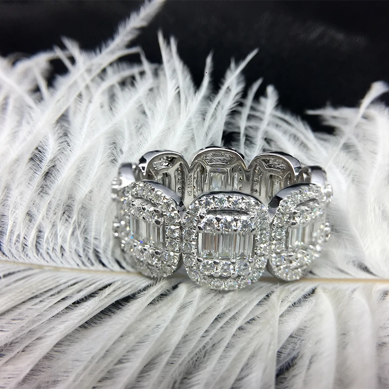 Обручальное кольцо AEAW 14 к из белого золота, полное развлечение, F цвет, сияющее кольцо с бриллиантами, Муассанит, обручальное кольцо для женщин, подарок
