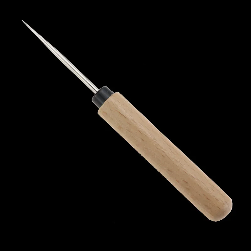 DIY leather tool wooden handle in black cone carving tool hand-sewn puncture cone
