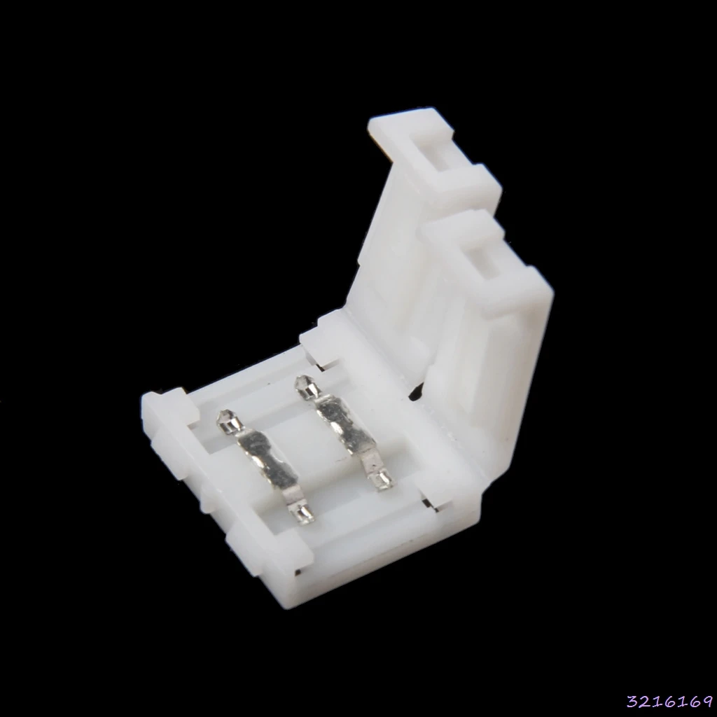 

Solderless Clip-on Coupler Connector 2 Pin 10mm For 5050 Single Color LED Strip Light-43#