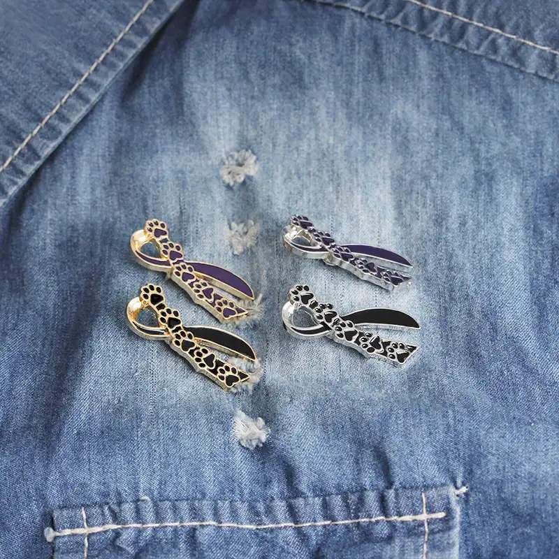 

New Fashion Ribbon Dog Claw Brooch Pins Stand Against Animal Abuse Awareness Brooches Badge Pin Clothes Accessories Jewelry Gift