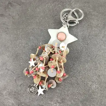 

Bohemian Style Summer 3 Color Tassel Shell stone star pendant keychains For Women Romantic Party Gift Fashion Jewelry