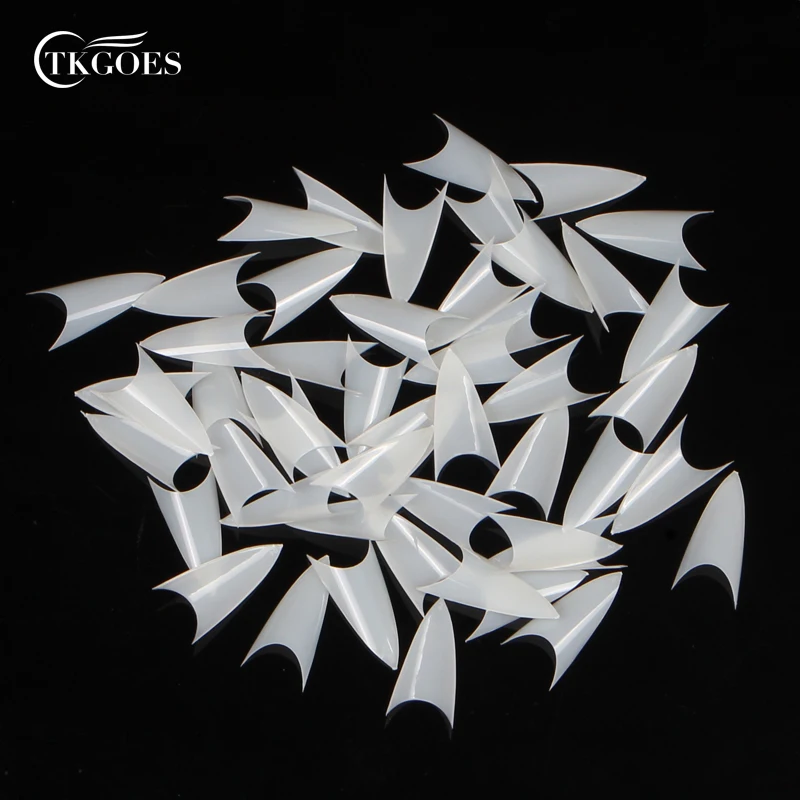 

TKGOES 500Pcs Full Sharp Ending Nails Tips French Acrylic Nails Stiletto False Nail Tips 10 Sizes for Nail Salons