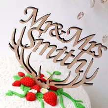 Персонализированные Mr& Mrs торт Топпер для свадьбы, пользовательские деревенский Топпер, Mr и Mrs Топпер, рога торт