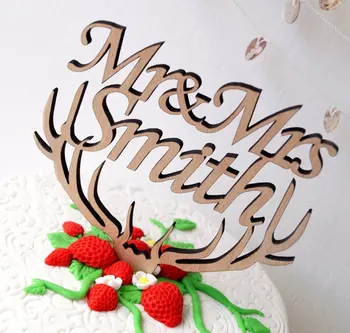 

Personalized Mr & Mrs cake topper for wedding , Custom rustic topper, Mr and Mrs topper, antlers cake