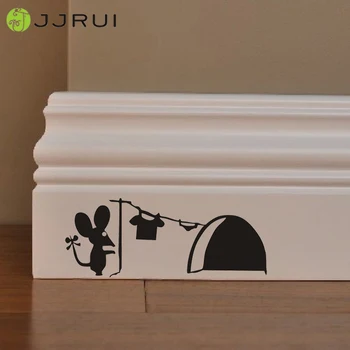 

JJRUI Hot Sale Cute Mouse Hole Wall Art Sticker Washing Vinyl MICE Home Skirting Board Funny PVC Home Kids Room Wall Stickers