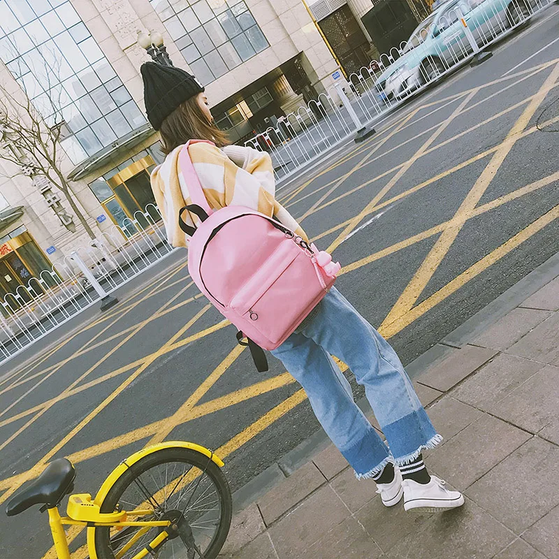 Menghuo Brand Canvas Men Women Backpack Rabbit Pendant College High Middle School Bags for Teenager Boy Girls Backpacks Mochila (61)