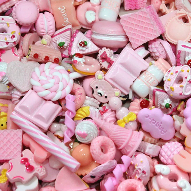 

30pcs/lot Mix Kawaii Flatback Phone Decor DIY Scrapbooking Food Cabochons Resin Cute For