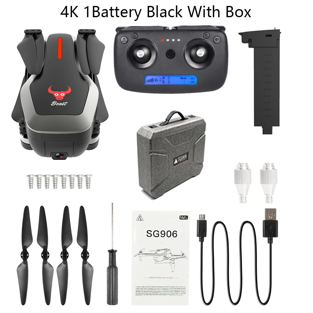 4K 1B Box B LAUMOX SG906 Дрон gps 5G wifi FPV с камерой 4K HD бесщеточный селфи складной Дрон RC Квадрокоптер RTF VS H117s B4W ZEN K1 F11 - Цвет: 4K 1B Box B