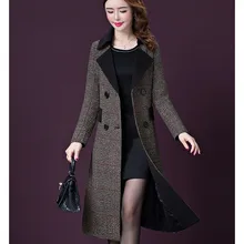 Большие размеры, зимнее шерстяное пальто для женщин, Осеннее шерстяное пальто высокого качества, женское длинное кашемировое пальто, толстые шерстяные куртки 16-937