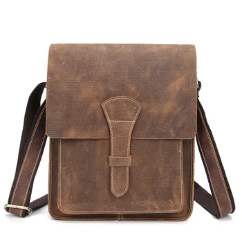 

Men's Bag Crazy Horseskin Men's Shoulder Messenger Bag Large Capacity Soft Leather Bag 1093