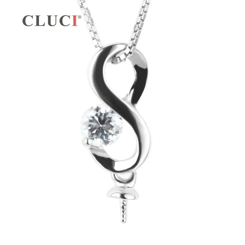 

CLUCI 3pcs wholesale 925 Sterling Silver Twist Women Charms Zircon Silver 925 Pearl Pendant Mounting Pendant Jewelry