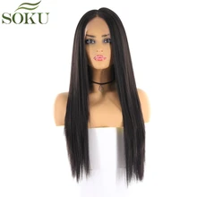 SOKU Synthetic Lace Front Wigs For Black Women Straight Middle Part Lace Wig High Temperature Fiber Lace Hair Wig