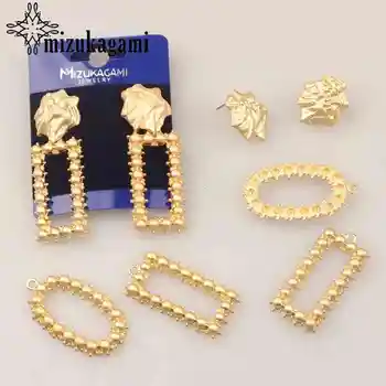

6pcs/lot Golden Metal Zinc Alloy Stud Earrings 3D Geometric Base Earrings Connectors For DIY Earrings Jewelry Accessories