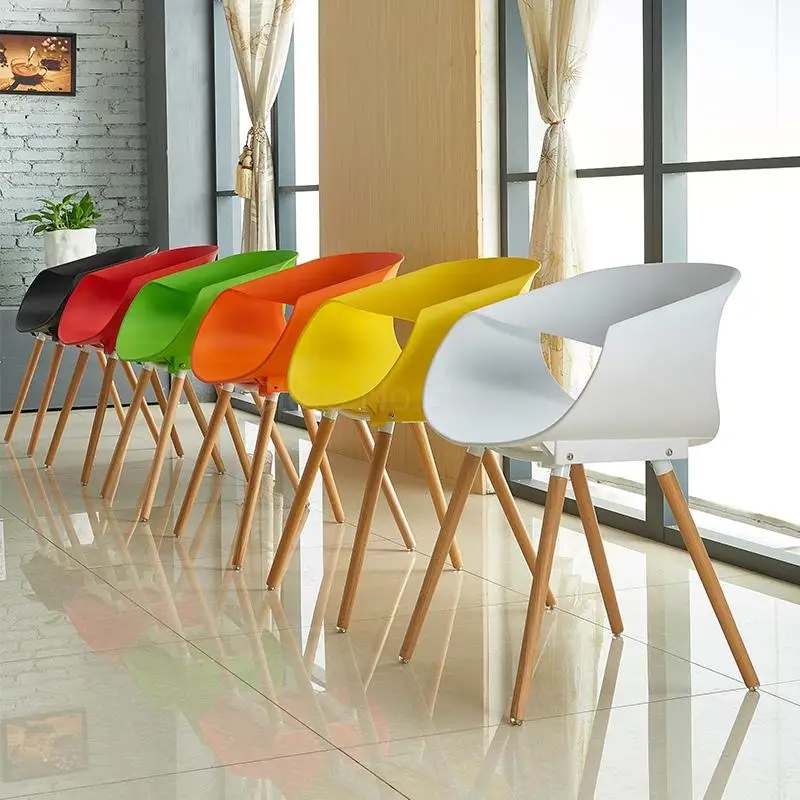 Nordic fashion modern plastic chair creative lounge chair designer chair solid wood negotiation chair back coffee chair